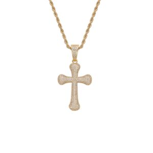 Hip hop pendant copper inlaid zircon cross shape