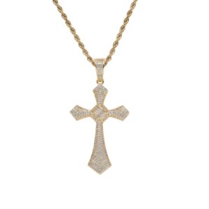 Hip hop pendant copper inlaid zircon cross shape