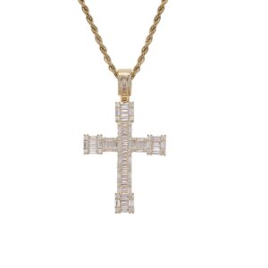 Hip hop pendant copper inlaid zircon cross shape