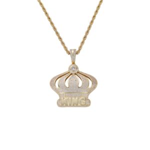 HIP HOP PENDANT COPPER INLAID WITH ZIRCON KING CROWN SHAPE
