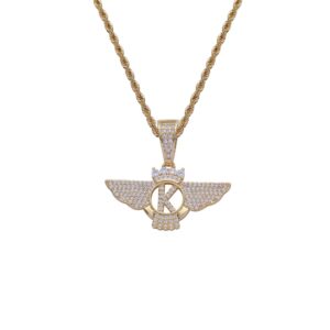 Hip hop pendant copper inlaid with zircon K wing shape