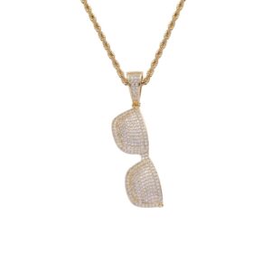 Hip hop pendant copper inlaid zirconia graphite glasses shape