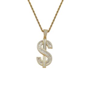 Hip Hop pendant copper inlaid with zircon dollar symbol shape