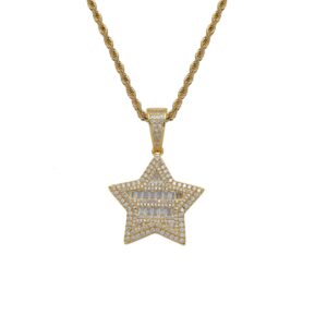 Hip hop pendant copper inlaid with zircon pentagram shape