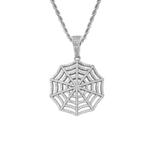 Hip Hop pendant copper inlaid with zircon spider web shape