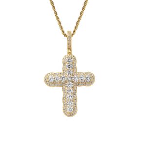 Hip hop pendant copper inlaid zircon cross shape