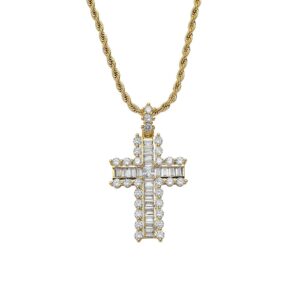 Hip hop pendant copper inlaid zircon cross shape