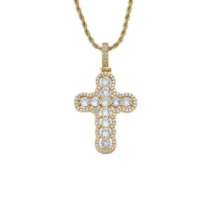 Hip hop pendant copper inlaid zircon cross shape