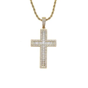 Hip hop pendant copper inlaid zircon cross shape