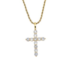 Hip hop pendant copper inlaid zircon cross shape
