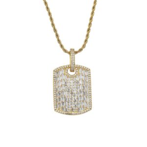 Hip hop pendant copper inlaid with zircon military plaque shape