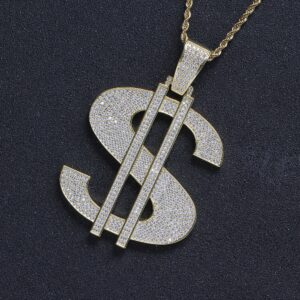 Hip Hop pendant copper inlaid zircon dollar shape