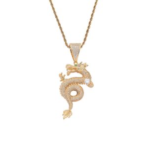 Hip hop pendant copper inlaid with zircon Chinese dragon shape