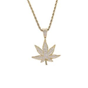 Hip hop pendant copper inlaid zircon Maple Leaf Chinese Restaurant leaf shape