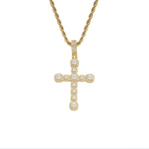 Hip hop pendant copper inlaid zirconium cross