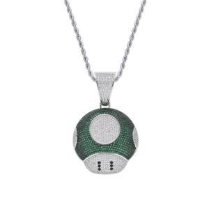 Hip hop pendant copper inlaid with zircon mushroom head shape