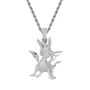 Hip hop pendant copper inlaid with zircon flame dragon shape