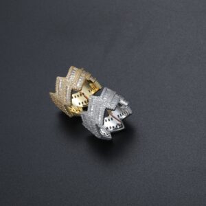 Hip Hop Ring Copper Inlaid Zircon 15mm Two Rows Diamond Cuban Ring Men's Ring