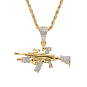 Hip Hop pendant copper inlaid zircon sniper rifle shape
