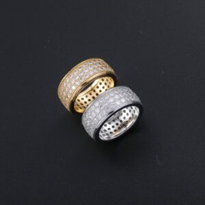 Hip Hop Ring Copper Inlaid Zircon Round Cuban Ring Men's Ring