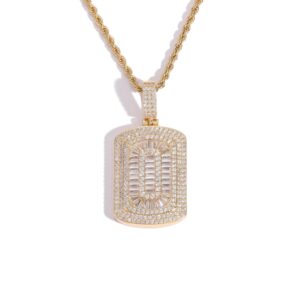 Hip hop pendant copper inlaid with zircon square military plaque