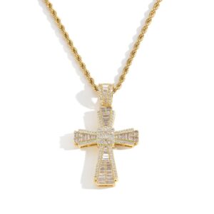 Hip hop pendant copper inlaid zirconium cross shape