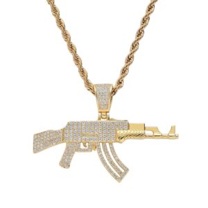 Hip hop pendant copper inlaid with zirconium AK47 shape