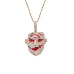 Hip hop pendant copper inlaid with zircon clown mask shape