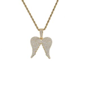 Hip Hop pendant copper inlaid with zircon wings in shape