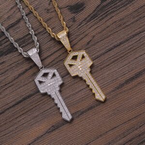 Hip hop pendant copper inlaid with zircon key shape