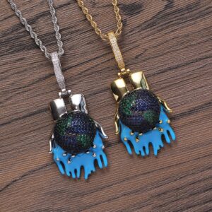 Hip hop pendant copper inlaid with zircon earth shape