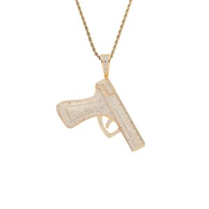 Hip hop pendant copper inlaid zircon pistol shape
