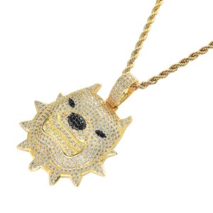 Hip hop pendant copper inlaid zircon bully dog shape