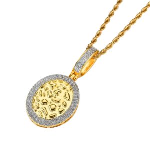 Hip Hop pendant copper inlaid with zircon oval shape