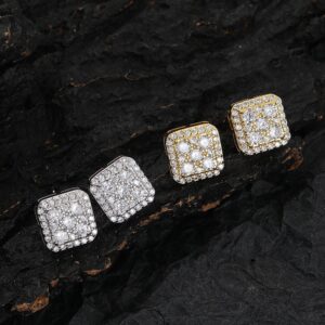 LXED4001 Hip Hop copper inlaid zircon earrings 10mm*10mm square studs