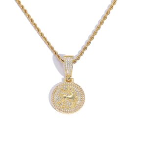 Hip hop pendant copper inlaid with zircon 12 constellations round shape