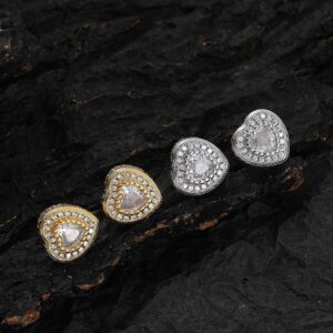 LXED4042 Hip-hop love earrings copper inlaid zircon hollow heart-shaped earrings