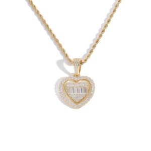 Hip hop pendant copper inlaid with zircon hearts