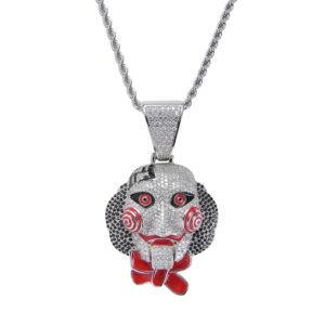 Hip hop pendant copper inlaid zirconium mask doll shape