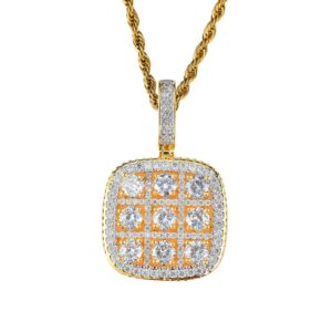 Hip hop pendant copper inlaid with zircon nine-square square