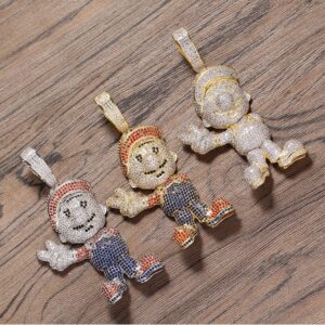 Hip Hop pendant copper inlaid with zircon Mario