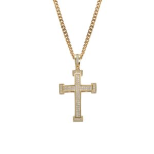 Hip hop pendant copper inlaid zircon cross shape