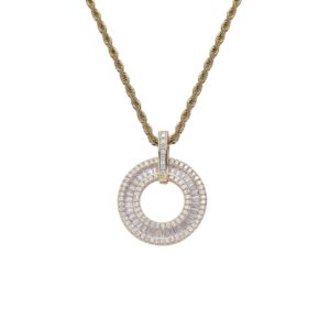 Hip hop pendant copper inlaid with zircon double circle round shape