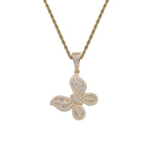 Hip hop pendant copper inlaid with zircon butterfly shape
