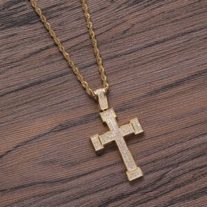 Hip hop pendant copper inlaid zircon cross shape