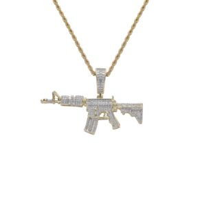 Hip hop pendant copper inlaid zircon gun shape