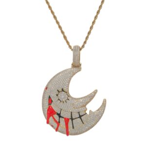 Hip hop pendant copper inlaid with zircon moon shape