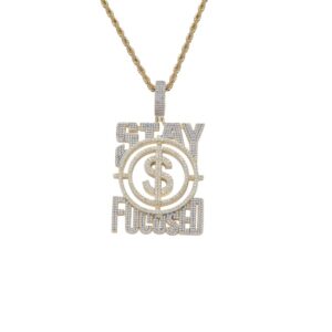 Hip Hop Pendant Copper Inlaid Zircon Stay Focused Characters