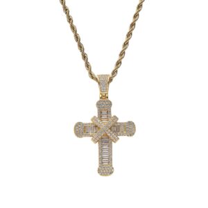 Hip hop pendant copper inlaid zirconium cross shape