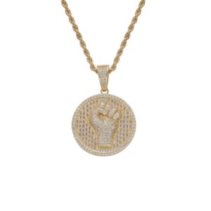 Hip hop pendant copper inlaid with zircon fist shape